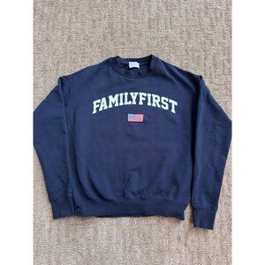 Family First Milano Navy Blue Crewneck  Sweatshirt American USA Flag S Italy